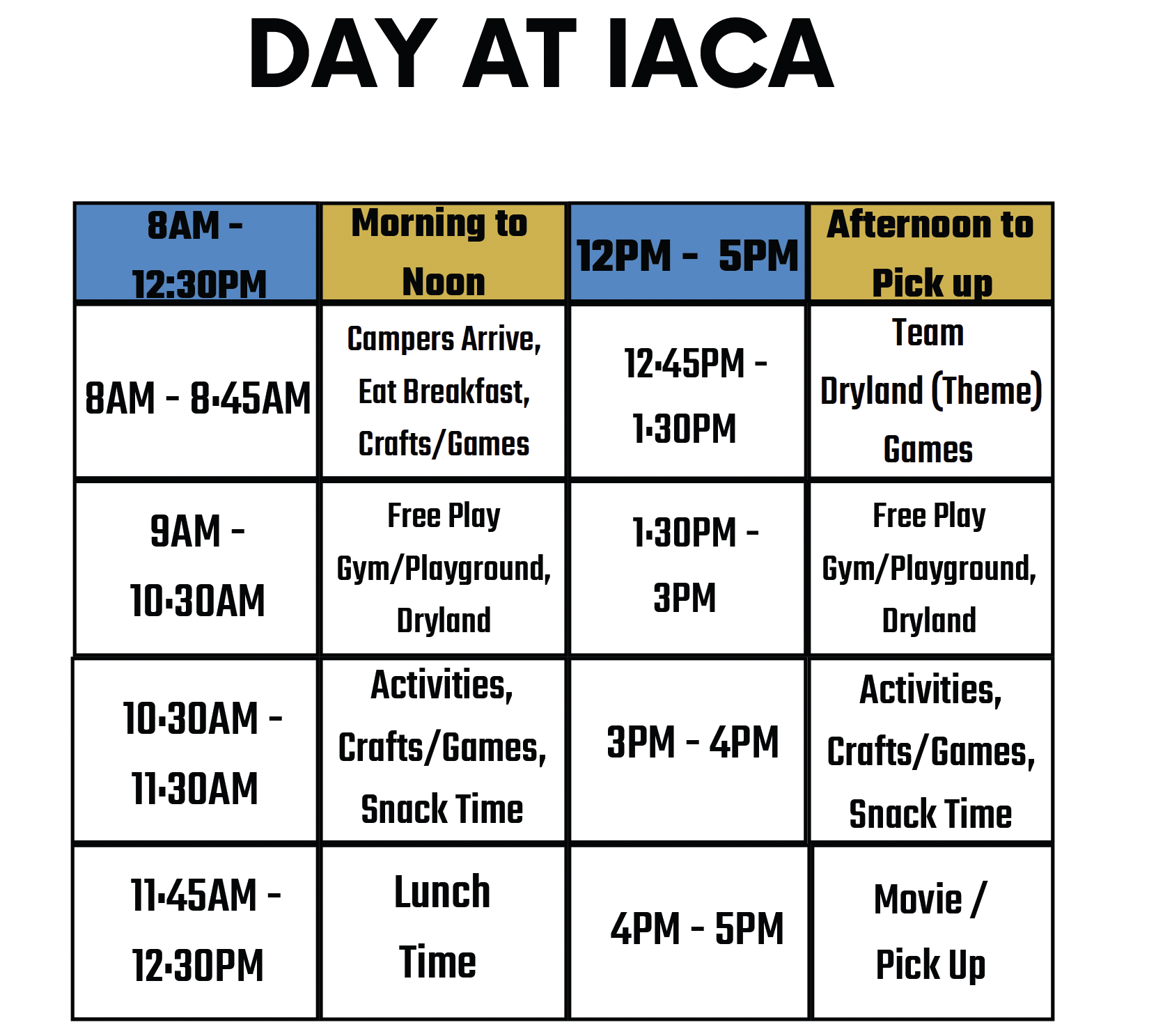 Day at IACA Schedule